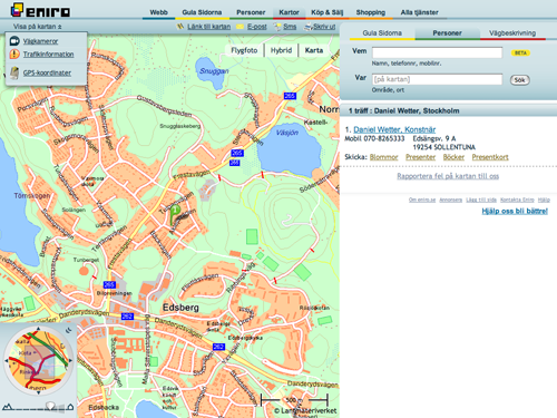 Eniro- Kartor privatpersoner