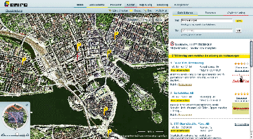 Eniro - Kartor Restauranger foto